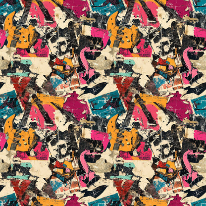 Grunge Rock Guitar Pattern 11 Quilting Cotton Fabric