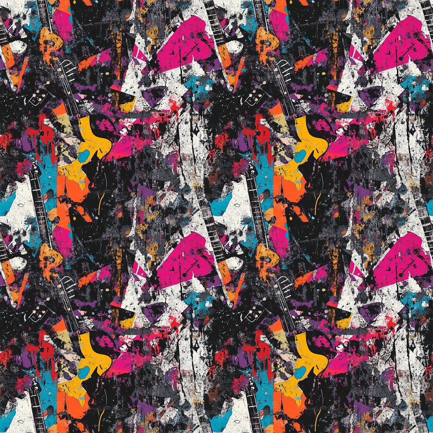 Grunge Rock Guitar Pattern 12 Quilting Cotton Fabric