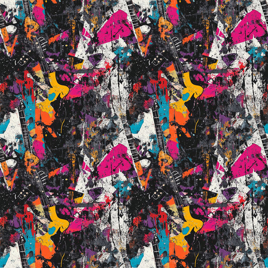 Grunge Rock Guitar Pattern 12 Quilting Cotton Fabric