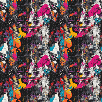 Grunge Rock Guitar Pattern 12 Quilting Cotton Fabric