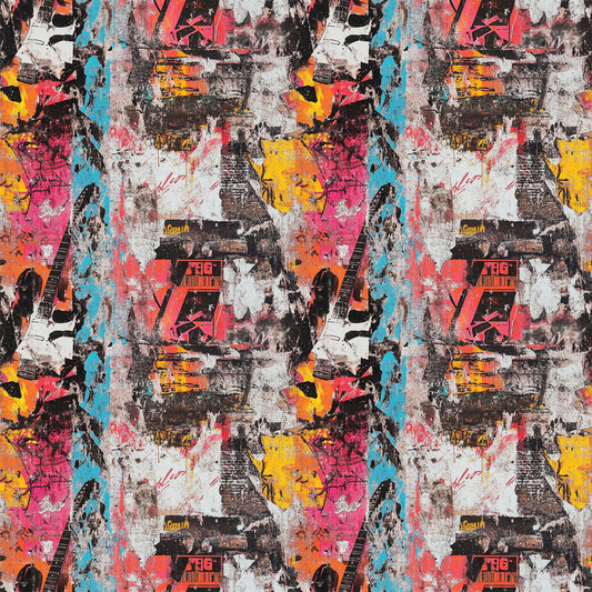 Grunge Rock Guitar Pattern 3 Quilting Cotton Fabric