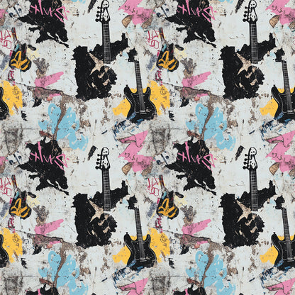 Grunge Rock Guitar Pattern 5 Quilting Cotton Fabric