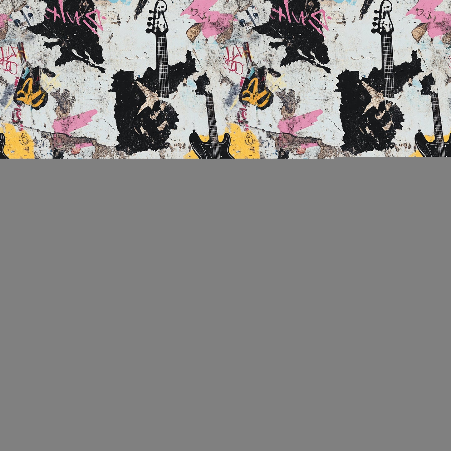 Grunge Rock Guitar Pattern 5 Quilting Cotton Fabric