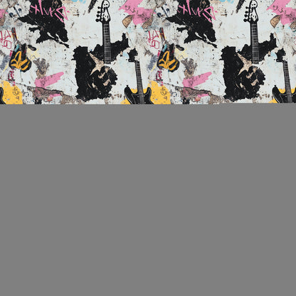 Grunge Rock Guitar Pattern 5 Quilting Cotton Fabric
