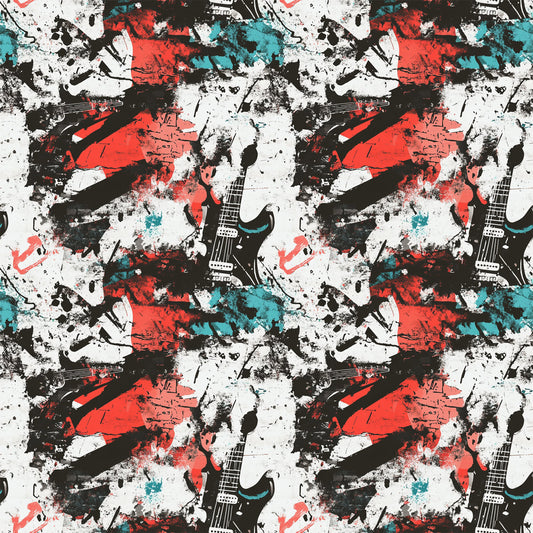 Grunge Rock Guitar Pattern 6 Quilting Cotton Fabric