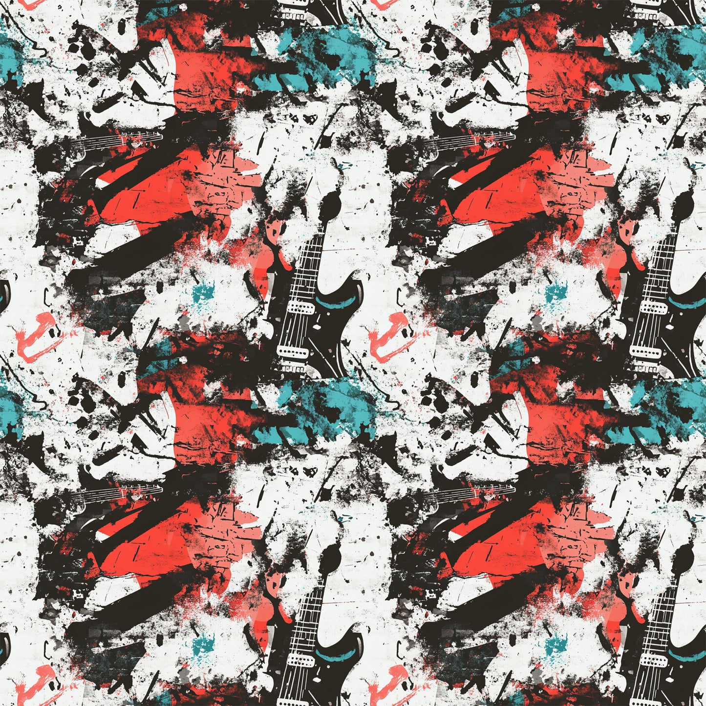 Grunge Rock Guitar Pattern 6 Quilting Cotton Fabric