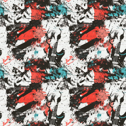 Grunge Rock Guitar Pattern 6 Quilting Cotton Fabric