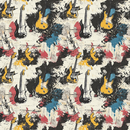 Grunge Rock Guitar Pattern 7 Quilting Cotton Fabric