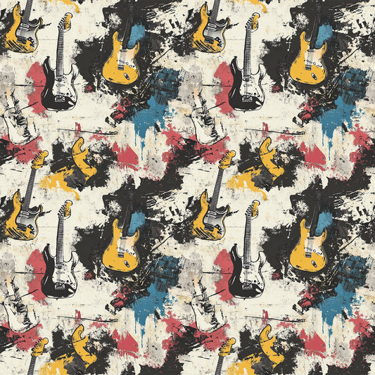Grunge Rock Guitar Pattern 7 Quilting Cotton Fabric