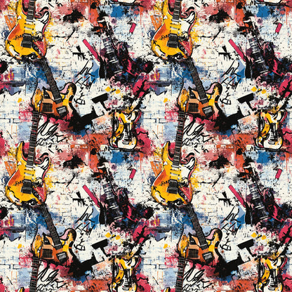Grunge Rock Guitar Pattern 9 Quilting Cotton Fabric