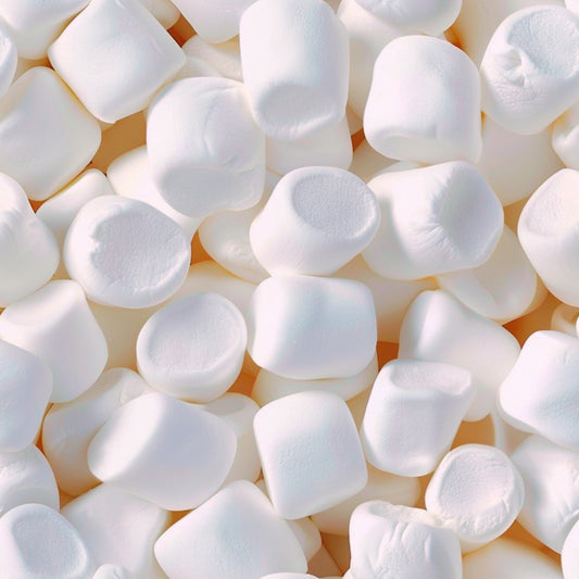 white marshmallows, mini marshmallows, candy pattern, sweet treats, confectionery design, puffy white, soft texture, food fabric, snack motif, quilting cotton, fabric panel, realistic photography, dessert theme, bakery supplies, s'mores ingredients, camping treats, white on orange, candy shop, miniature food, scattered pattern