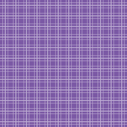 purple, lavender, grid pattern, plaid, checkered, geometric, quilting cotton, fabric panel, halloween basics, coordinate fabric, blender fabric, small scale pattern, crafting material, sewing fabric, cotton textile, purple plaid, gingham style, uniform pattern, seasonal coordinate, autumn fabric