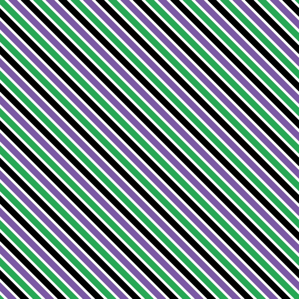 Diagonal stripes in a repetitive pattern, alternating between black, green, white, and purple, covering the entire image.