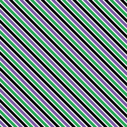 Diagonal stripes in a repetitive pattern, alternating between black, green, white, and purple, covering the entire image.