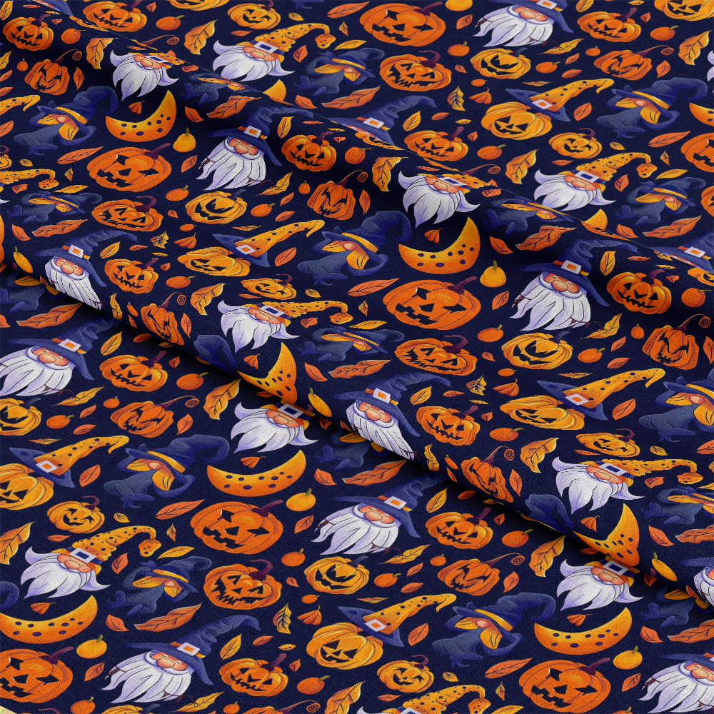 Halloween Cartoon Gnomes Quilting Cotton Fabric