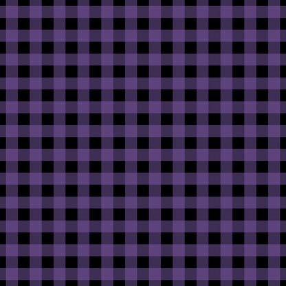 Pattern of black and purple gingham checks in a grid formation.