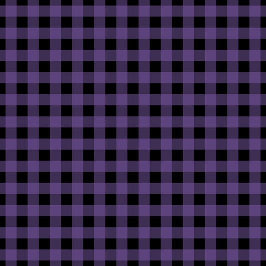 Pattern of black and purple gingham checks in a grid formation.