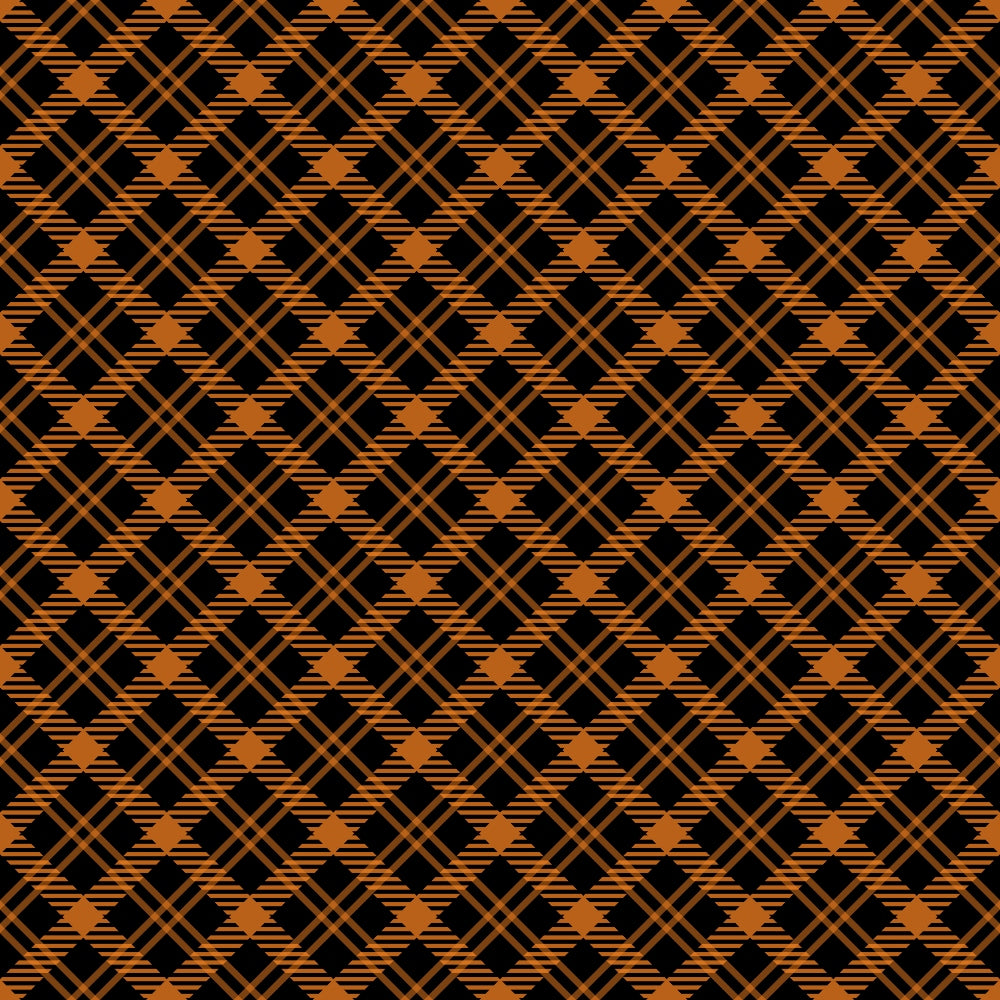 A pattern of orange and black crisscrossing lines forms a plaid design.