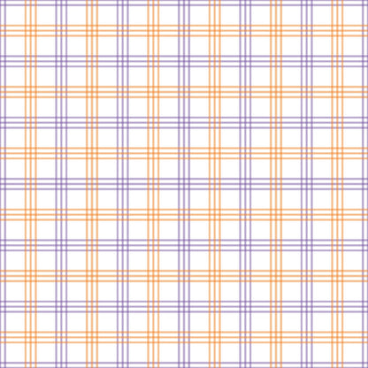 A pattern of intersecting orange and purple lines forming a plaid design on a white background.