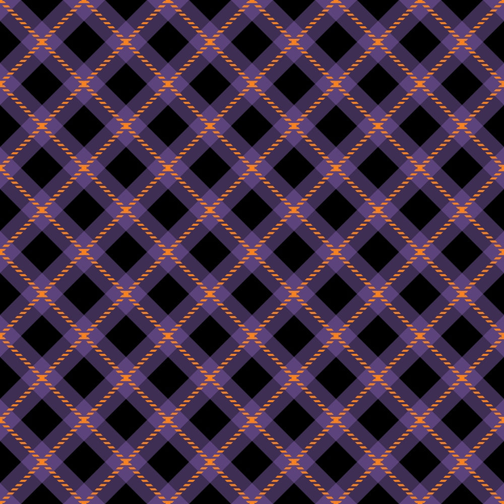 A geometric pattern with intersecting purple and orange diagonal lines forming a diamond grid on a dark background.