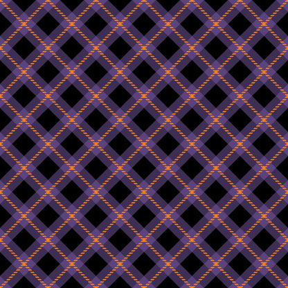 A geometric pattern with intersecting purple and orange diagonal lines forming a diamond grid on a dark background.