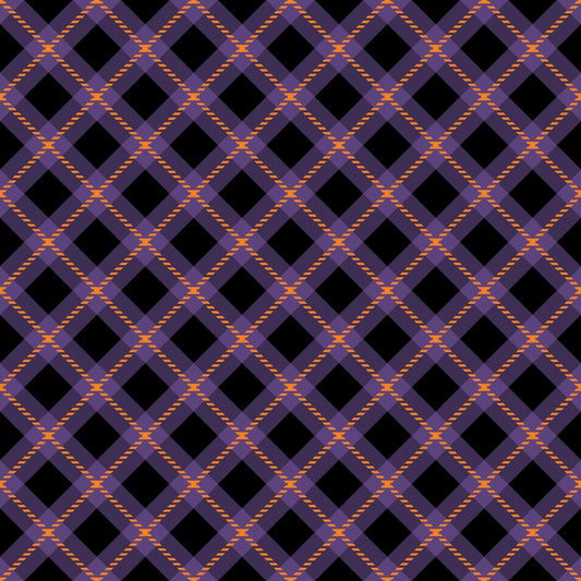 A geometric pattern with intersecting purple and orange diagonal lines forming a diamond grid on a dark background.