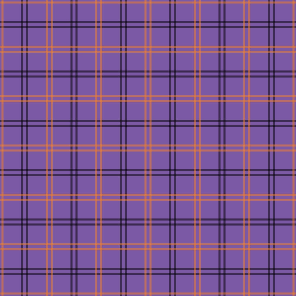 A pattern of horizontal and vertical black lines forming a grid over a purple background with intersecting orange lines.