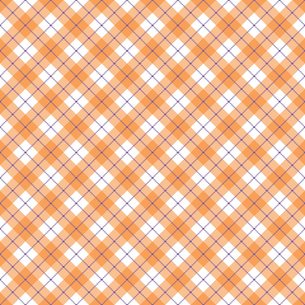 Orange and white argyle pattern with thin blue lines forming diamond shapes.