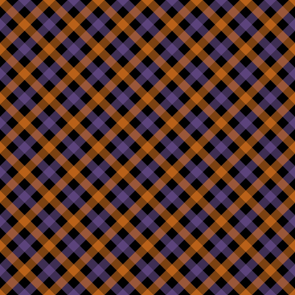 A geometric pattern featuring intersecting orange, purple, and black diagonal lines forming squares and diamonds.