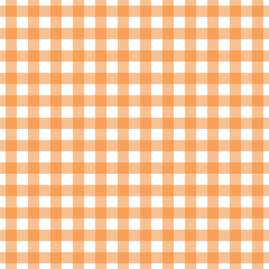 Orange and white gingham pattern with evenly spaced squares.