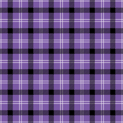 A purple plaid pattern with black stripes forming squares, intersected by thin white lines.