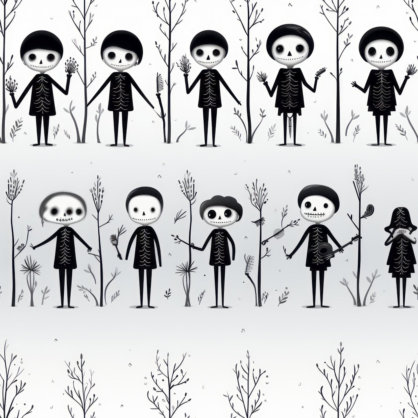 Halloween Skeleton Pattern 1 Quilting Cotton Fabric