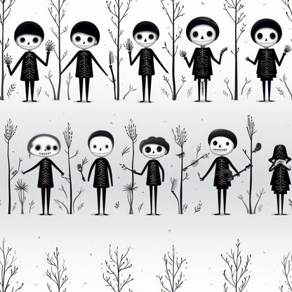 Halloween Skeleton Pattern 1 Quilting Cotton Fabric