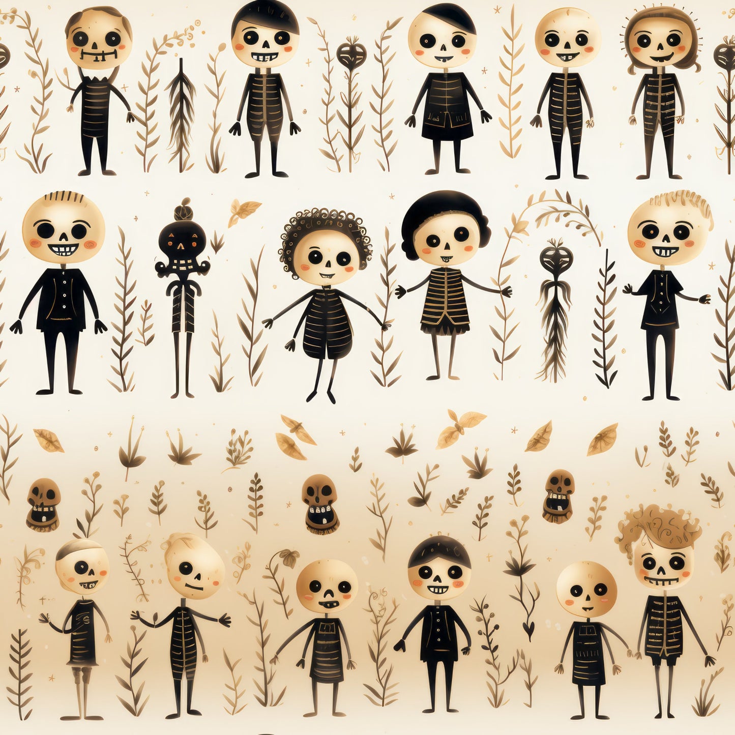 Halloween Skeleton Pattern 11 Quilting Cotton Fabric
