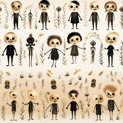 Halloween Skeleton Pattern 11 Quilting Cotton Fabric