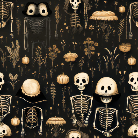 Halloween Skeleton Pattern 12 Quilting Cotton Fabric