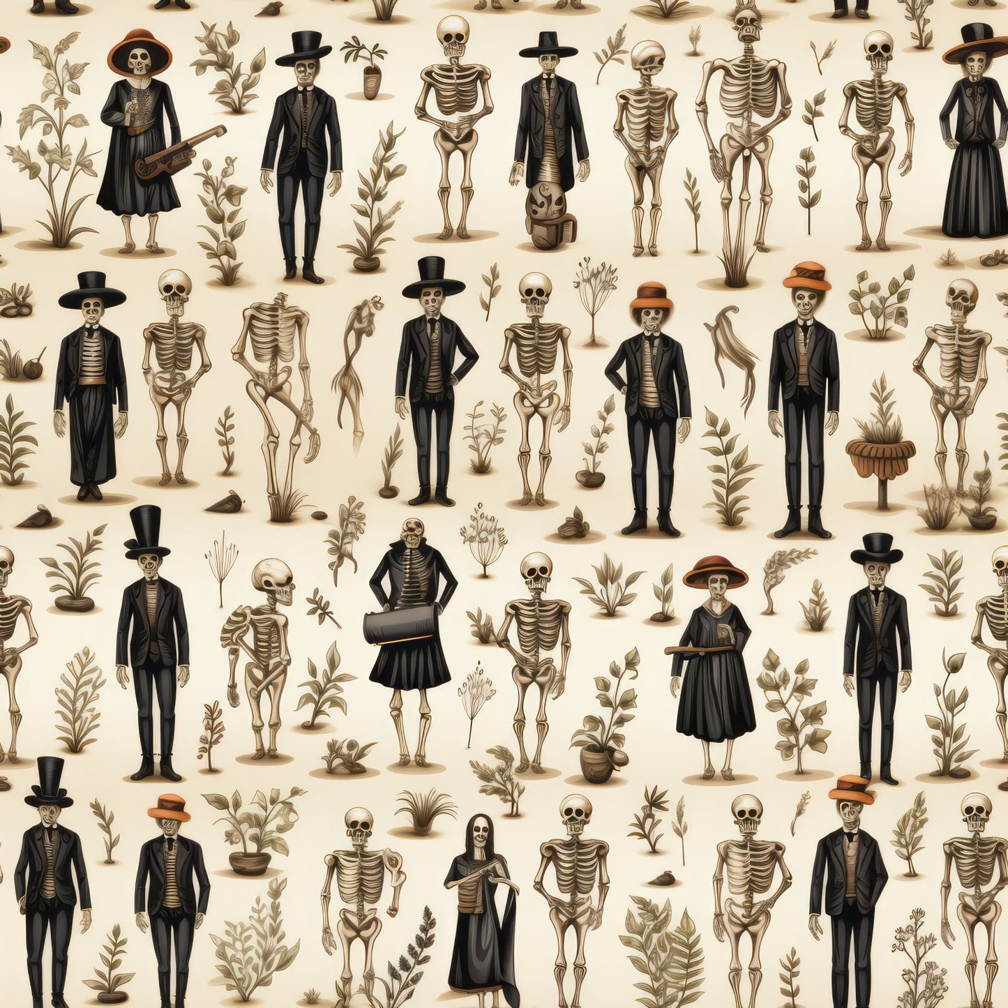Halloween Skeleton Pattern 14 Quilting Cotton Fabric