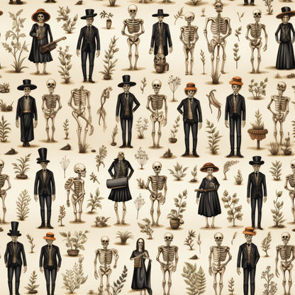Halloween Skeleton Pattern 14 Quilting Cotton Fabric