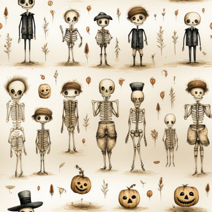 Halloween Skeleton Pattern 15 Quilting Cotton Fabric