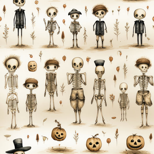 Halloween Skeleton Pattern 15 Quilting Cotton Fabric