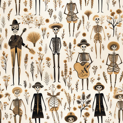 Halloween Skeleton Pattern 16 Quilting Cotton Fabric