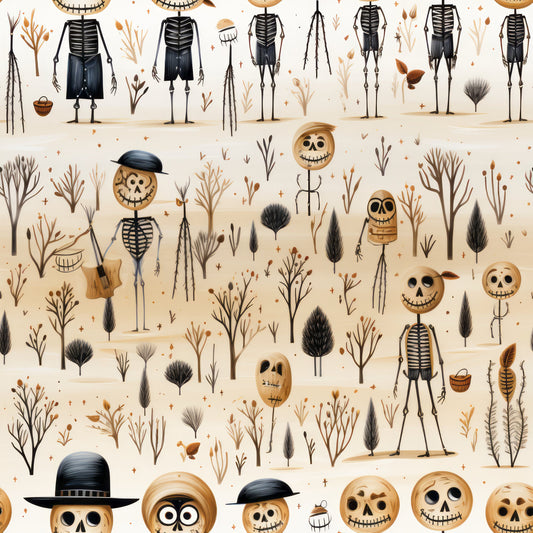 Halloween Skeleton Pattern 17 Quilting Cotton Fabric