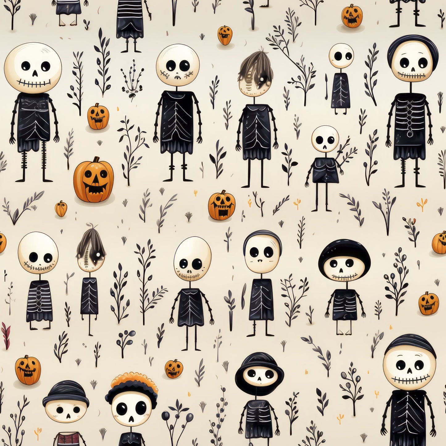 Halloween Skeleton Pattern 18 Quilting Cotton Fabric