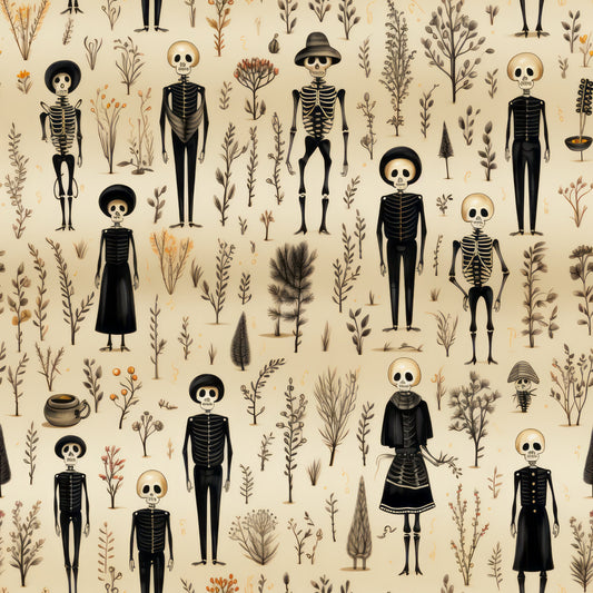Halloween Skeleton Pattern 19 Quilting Cotton Fabric
