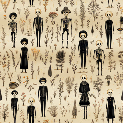 Halloween Skeleton Pattern 19 Quilting Cotton Fabric