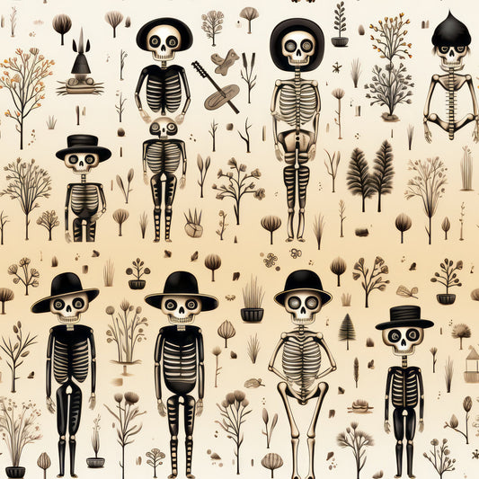 Halloween Skeleton Pattern 2 Quilting Cotton Fabric