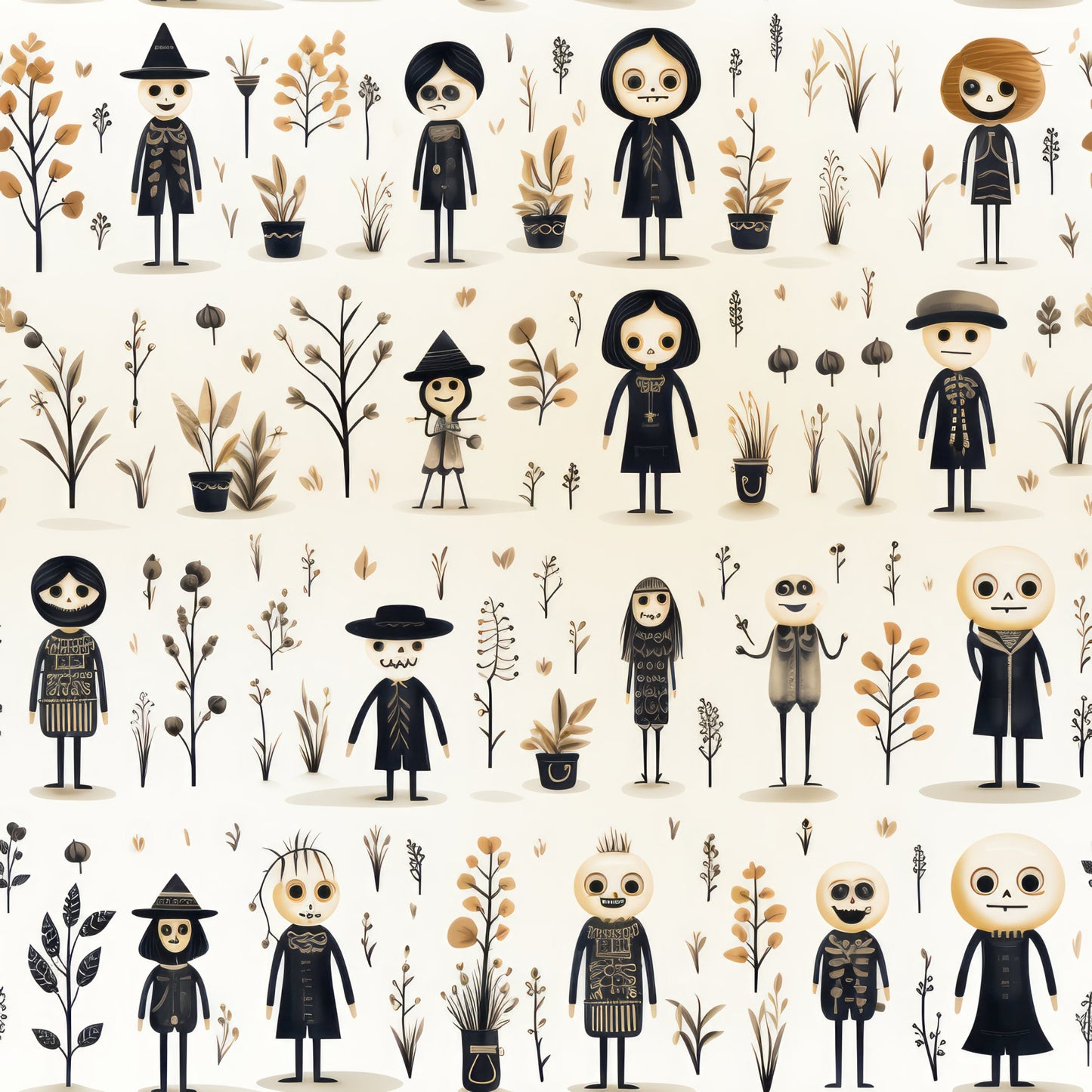 Halloween Skeleton Pattern 21 Quilting Cotton Fabric