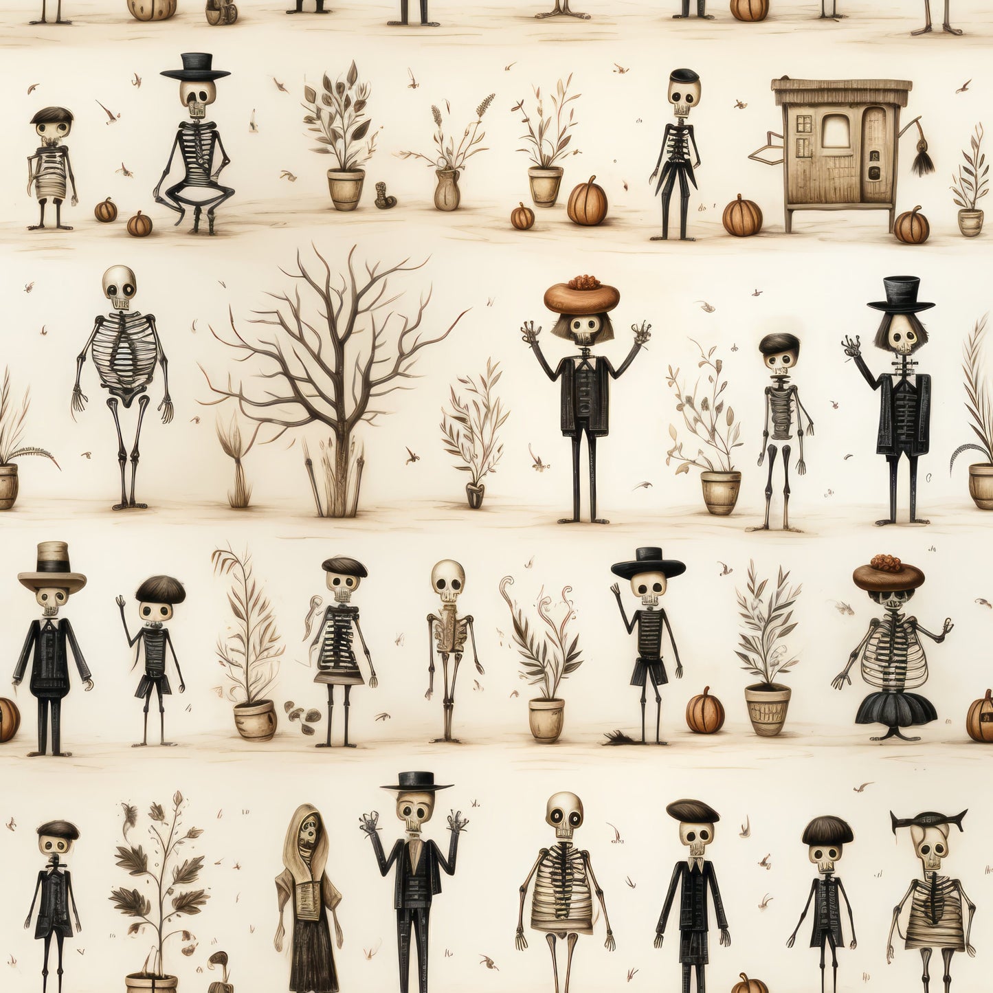 Halloween Skeleton Pattern 22 Quilting Cotton Fabric