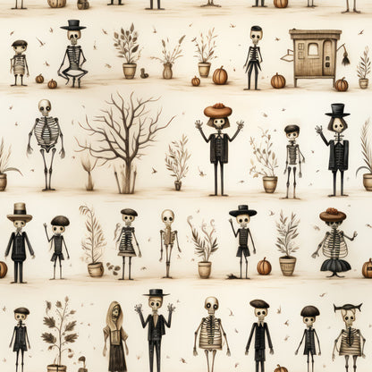 Halloween Skeleton Pattern 22 Quilting Cotton Fabric