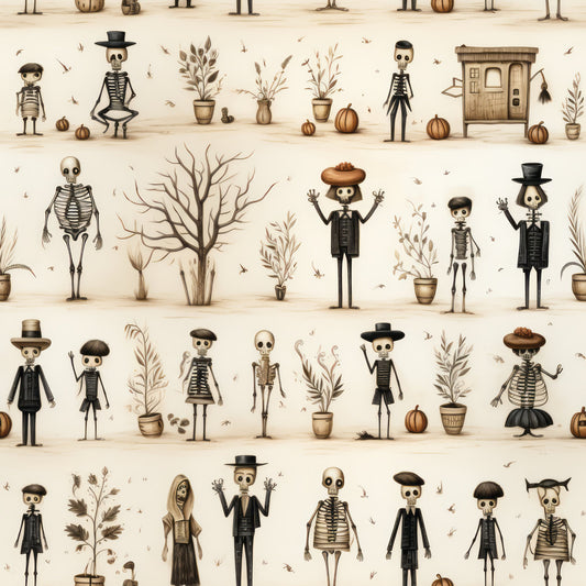 Halloween Skeleton Pattern 22 Quilting Cotton Fabric